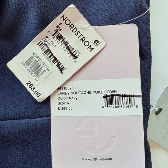 NWT JS Collections Women's Laney Soutache Yoke Gown in Navy Size 6 - Picture 10 of 16